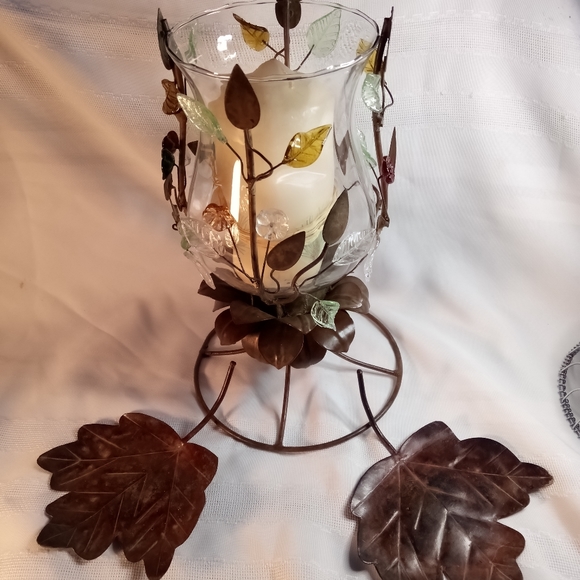 Copper Embellished Hurricane Candle Holder Set - Picture 3 of 15